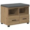 vidaXL Schoenbank met kussen Artisanaal eiken 60 x 38 x 46 cm