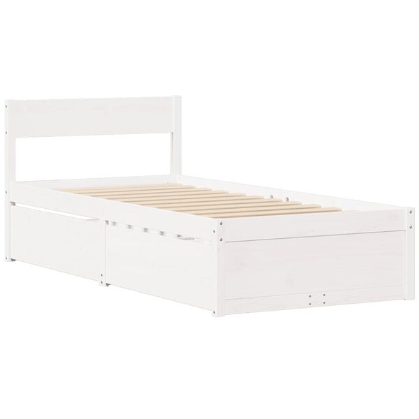 vidaXL Bedframe zonder matras massief grenenhout wit 75x190 cm