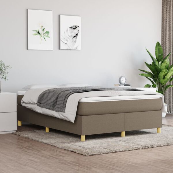 vidaXL Boxspring met matras stof taupe 140x190 cm