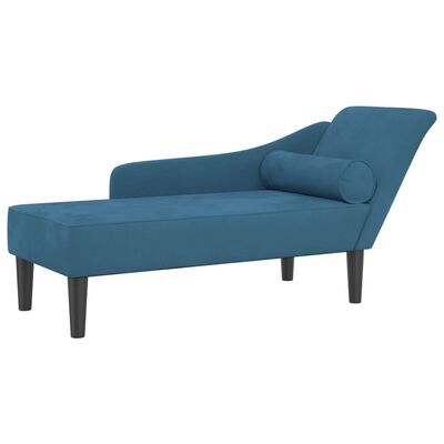 vidaXL Chaise longue met kussens fluweel blauw