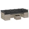 vidaXL 8-delige Loungeset met kussens poly rattan lichtgrijs