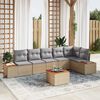 vidaXL Tuin Sofa Set met kussen 7 pcs beige en lichtgrijs Poly riet