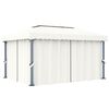 vidaXL Prieel met gordijn 4x3 m aluminium cr&egrave;mewit