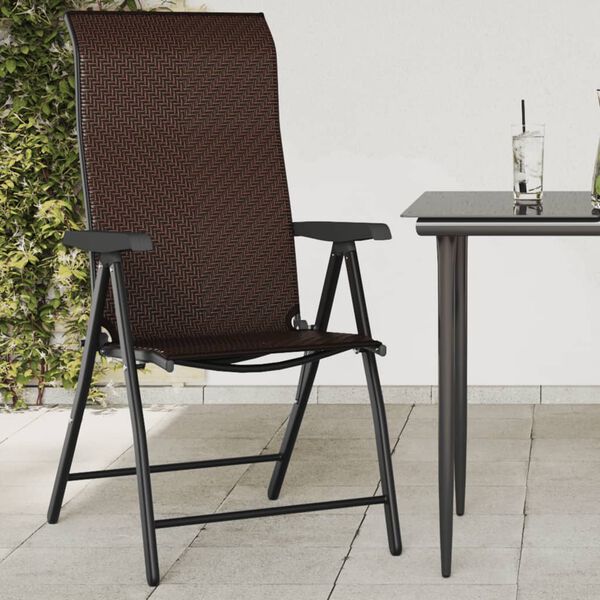 vidaXL Tuinstoelen 2 st inklapbaar poly rattan bruin