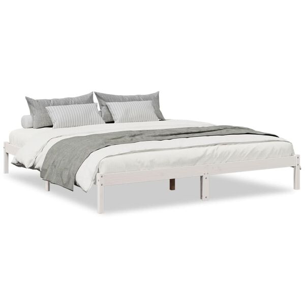 vidaXL Bedframe extra lang zonder matras grenenhout wit 200x220 cm