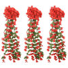 vidaXL Kerstslingers met bloemen 3 st 85 cm rood