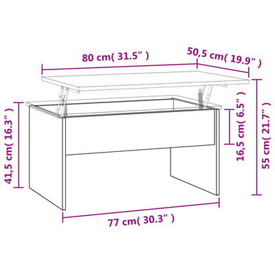 vidaXL Salontafel 80x50,5x52,5 cm bewerkt hout gerookt eikenkleurig