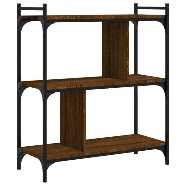 vidaXL Boekenkast 3-laags 76x32x88 cm bewerkt hout bruin eikenkleur