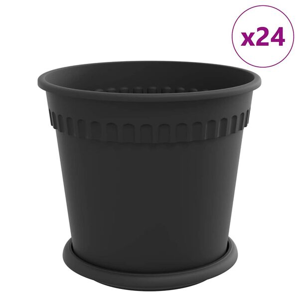vidaXL Plantenpotten 24 pcs Zwart &Oslash; 19 x 16 cm Kunststof