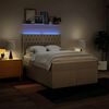 vidaXL Boxspring met matras stof cr&egrave;mekleurig 160x200 cm