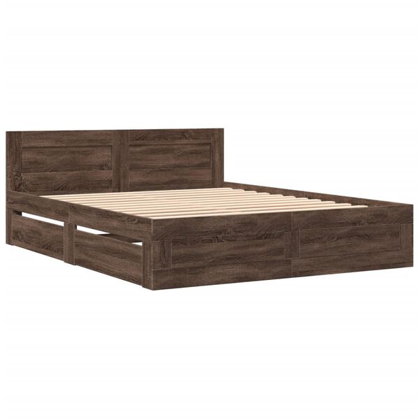 vidaXL Bedframe met hoofdeinde bewerkt hout bruineikenkleur 160x200 cm