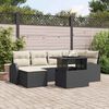 vidaXL Tuin Sofa Set met kussen 7 pcs Zwart en cr&egrave;me