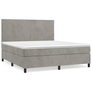 vidaXL Boxspring met matras fluweel lichtgrijs 160x200 cm