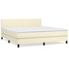 vidaXL Boxspring met matras kunstleer cr&egrave;mekleurig 160x200 cm