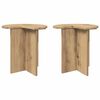 vidaXL Bijzettafel 2 st Artisanaal eiken &Oslash; 39 x 38 cm Bewerkt hout