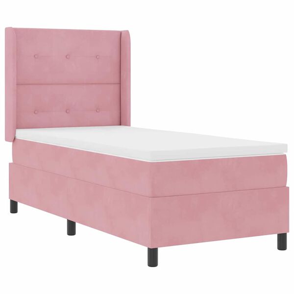 vidaXL Boxspringbed met matras met hoofdeinde Roze 80 x 200 cm Fluweel