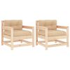 vidaXL Tuinstoelen 2 st met kussens massief grenenhout