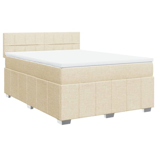 vidaXL Boxspring met matras stof cr&egrave;mekleurig 140x200 cm