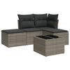 vidaXL 5-delige Loungeset met kussens poly rattan grijs