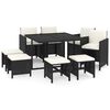 vidaXL 9-delige Tuinset met kussens poly rattan zwart