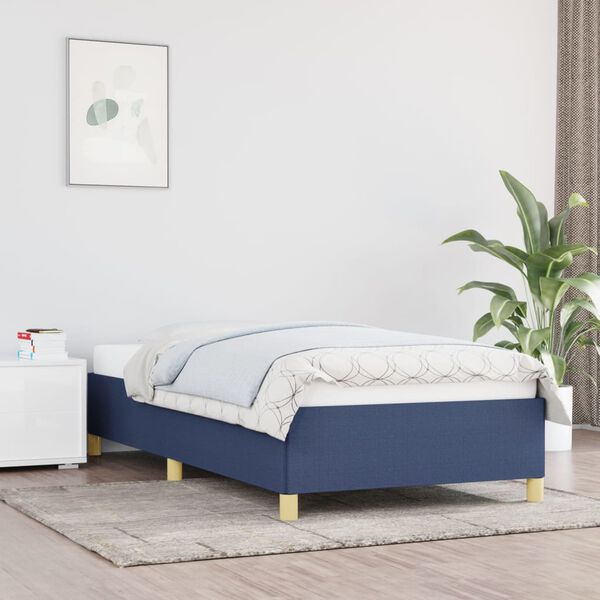 vidaXL Bedframe zonder matras 90x200 cm stof blauw