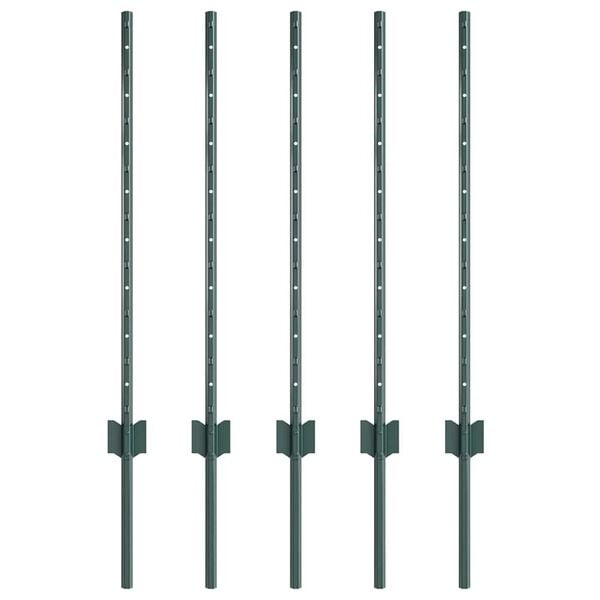 vidaXL Afrasteringspaal 5 pcs Groen 120 cm Staal