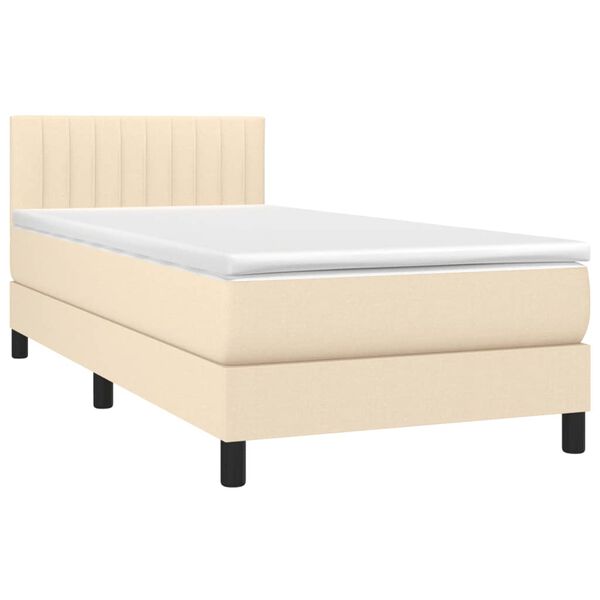 vidaXL Boxspring met matras en LED stof cr&egrave;mekleurig 80x200 cm