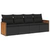 vidaXL 4-delige Loungeset met kussens poly rattan zwart