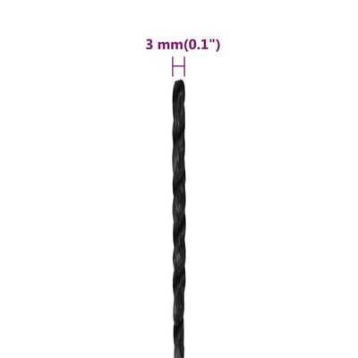 vidaXL Werktouw 3 mm 50 m polypropeen zwart
