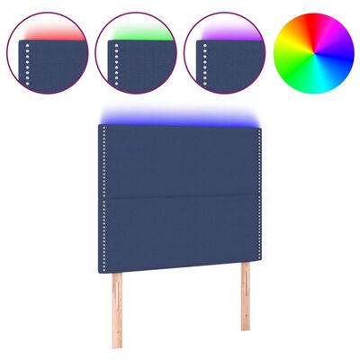 vidaXL Hoofdbord LED 90x5x118/128 cm stof blauw