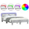 vidaXL Bedframe met hoofdeinde en LED betongrijs 120x190 cm