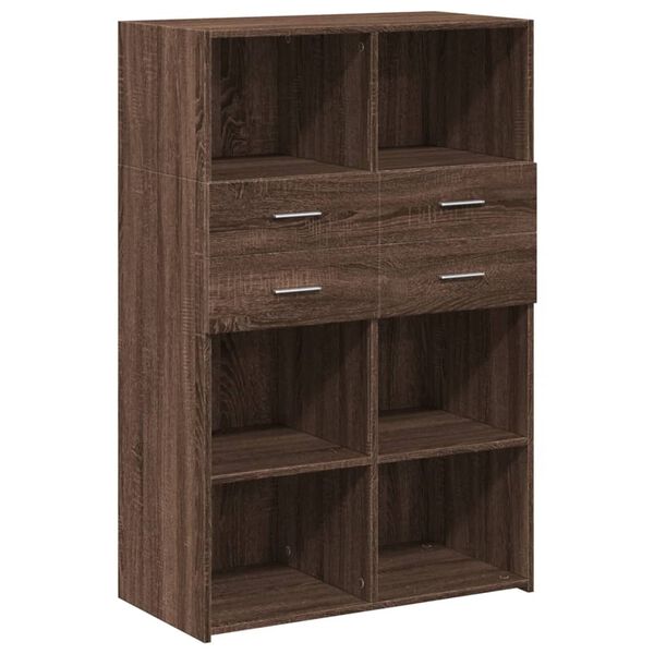 vidaXL Hoge kast 80x42,5x124 cm bewerkt hout bruin eikenkleurig