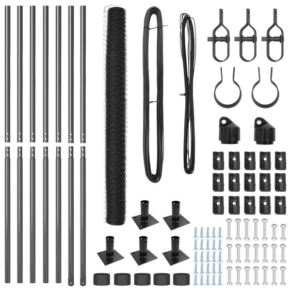 vidaXL Afrasteringspaal Grijs 10 x 1,4 m (50 mm gaas) Staal en PVC