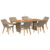 vidaXL Tuin Eetset met kussen 7 pcs Beige en bruin poly rattan