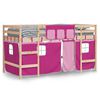 vidaXL Kinderhoogslaper met gordijnen 80x200 cm grenenhout roze