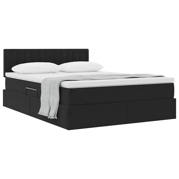 vidaXL Opslag bed met matras met hoofdeinde Zwart 140 x 190 cm Fluweel