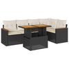 vidaXL 6-delige Loungeset met kussens poly rattan acacia zwart