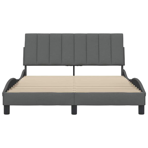 vidaXL Bedframe zonder matras "Hanko" stof donkergrijs 140x200 cm