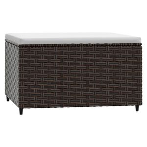vidaXL Voetensteun met kussen poly rattan bruin