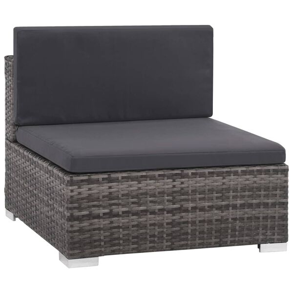vidaXL 8-delige Loungeset met kussens poly rattan grijs