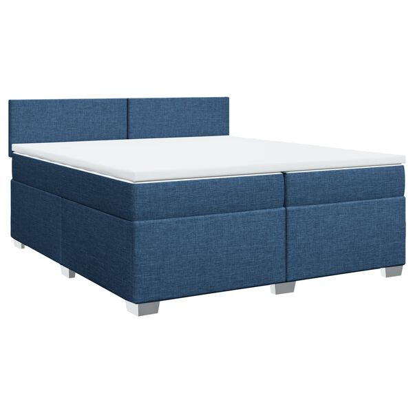 vidaXL Boxspring met matras stof blauw 200x200 cm