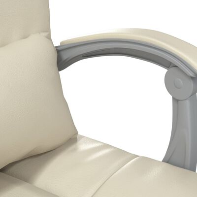 vidaXL Kantoorstoel massage verstelbaar kunstleer crèmekleurig