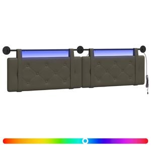 vidaXL Hangend hoofdbord Met LED-verlichting Grijs Kunstleer