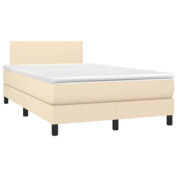 vidaXL Boxspring met matras stof cr&egrave;mekleurig 120x200 cm
