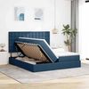 vidaXL Bed met LED-striplichten met hoofdeinde Blauw 180 x 200 cm Stof