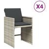 vidaXL Tuinstoelen 4 st met kussens poly rattan lichtgrijs