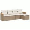vidaXL 5-delige Loungeset met kussens poly rattan beige