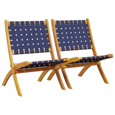 vidaXL Tuinstoelen 2 st inklapbaar acaciahout en stof donkerblauw