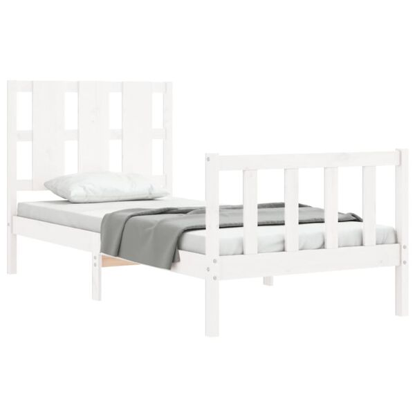 vidaXL Bedframe met hoofdbord massief hout wit