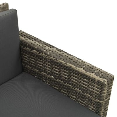 vidaXL 3-delige Loungeset met kussens poly rattan grijs